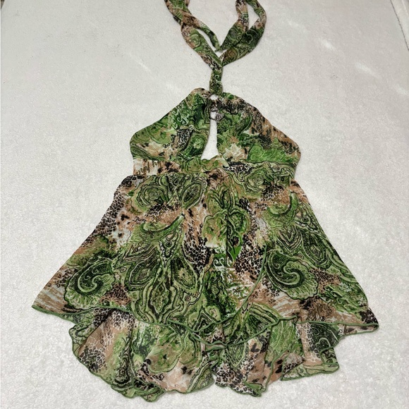 Baby Phat Green and Brown Paisley Tank Top - Picture 1 of 5